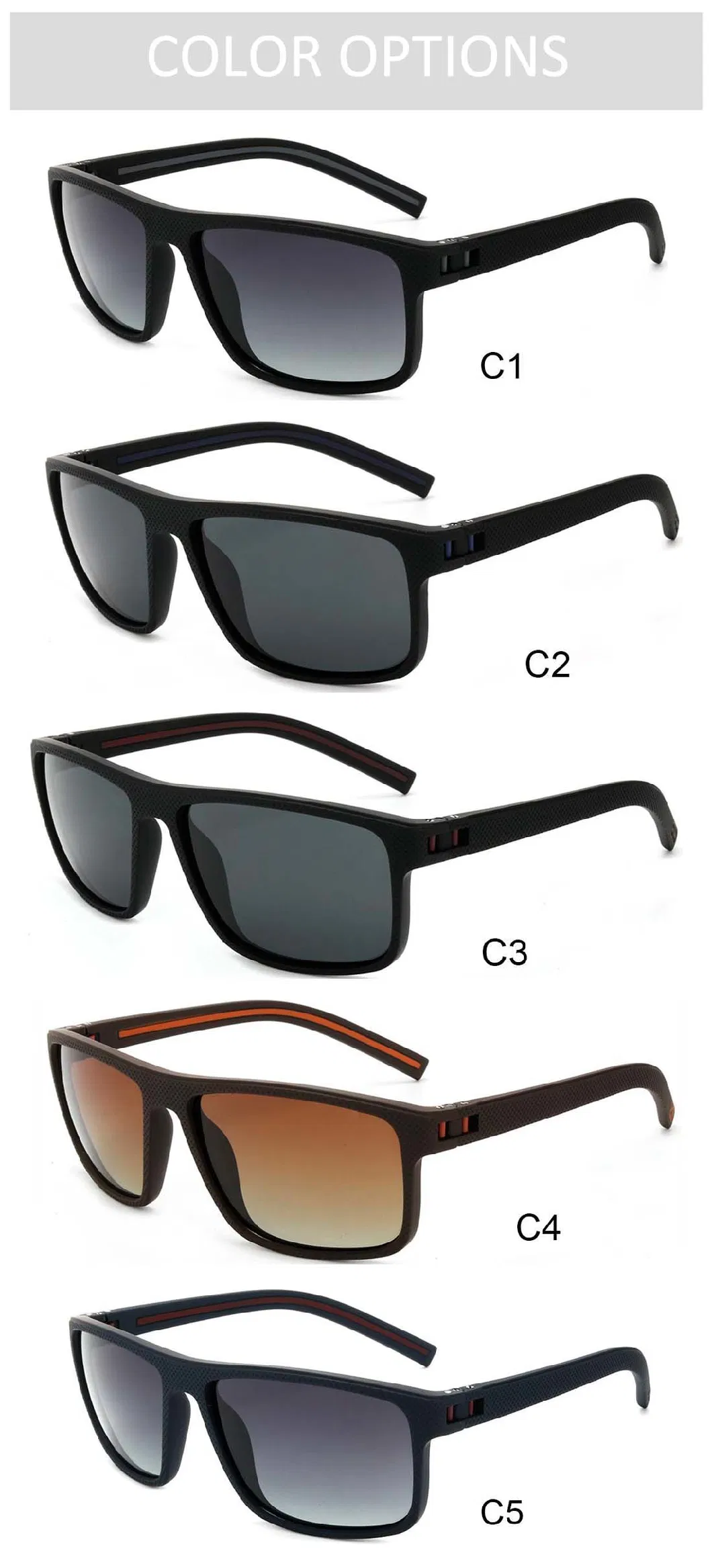 Gd Polarized Sunglasses for Men Lightweight Tr90 Frame UV400 Protection Square Sun Glasses