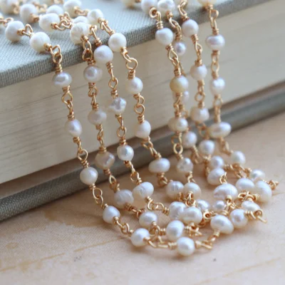 Chaîne en or plaqué cuivre 14K, perles naturelles, accessoires de vêtement, matériaux de bricolage