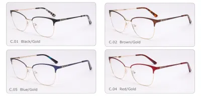 Cadres de lunettes optiques de femme en métal d'acétate de lunettes à la mode de qualité supérieure personnalisées